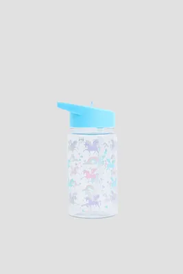 Ardene Kids Unicorn 350ML Reusable Bottle in Light Blue