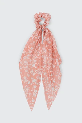 Ardene Floral Scarf Scrunchie in Light Pink | Polyester