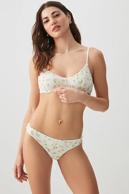 Ardene Lemon Cheeky Bikini Bottom in White | Size | Polyester/Nylon/Elastane | Microfiber
