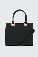 Ardene Faux Leather Tote Bag in Black | Faux Leather/Polyester | Eco-Conscious