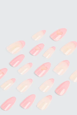 Ardene 20-Pack Heart Almond Shaped Fake Nails in Light Pink