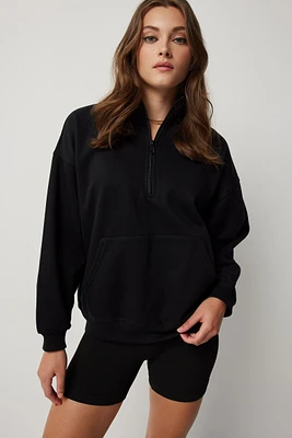 Ardene Oversized Half-Zip Mock Neck Sweatshirt in | Size | Polyester/Cotton | Eco-Conscious