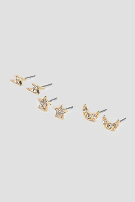 Ardene 3-Pack 14K Gold Plated Celestial Earrings | Stainless Steel