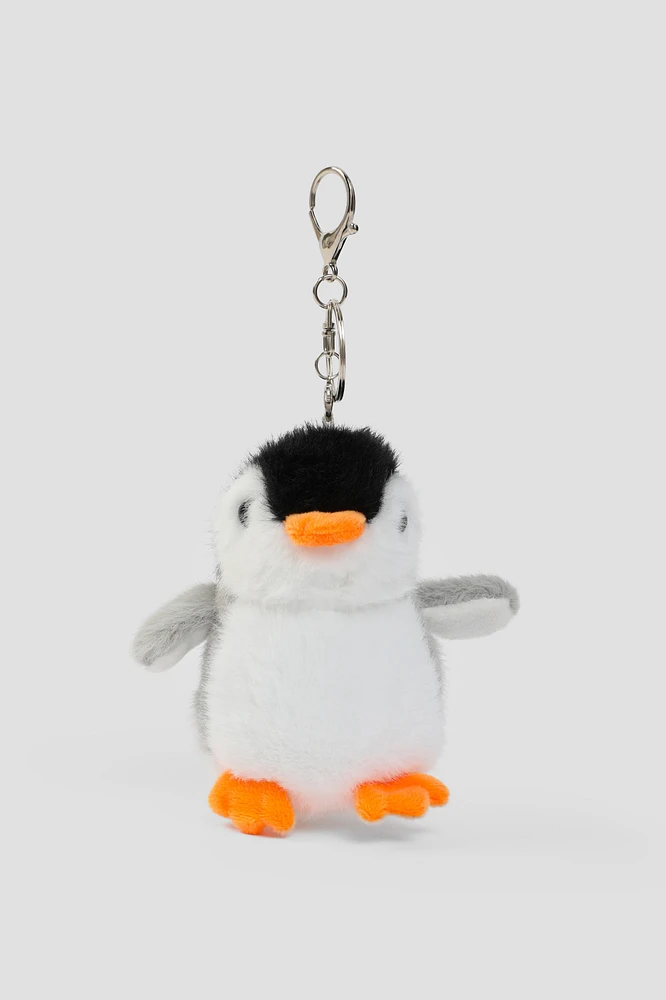 Ardene Kids Plush Penguin Keychain in Grey