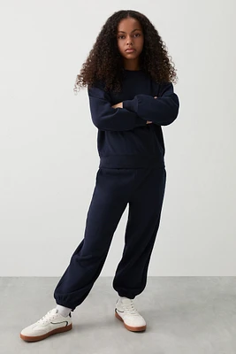 Ardene Kids Solid Sweatpants in Dark Blue | Size | Polyester/Cotton | Fleece-Lined