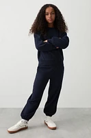 Ardene Kids Solid Sweatpants in Dark Blue | Size | Polyester/Cotton | Fleece-Lined