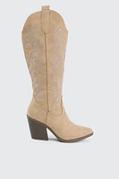 Ardene Cowboy Inspired Boots in Beige | Size | Faux Leather | Eco-Conscious