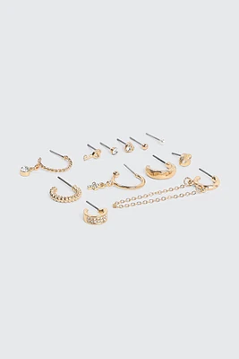 Ardene 12-Pack Mixed Earrings in Gold | Stainless Steel