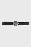 Ardene Round Buckle Western Inspired Belt in Black | Size Small | Faux Leather