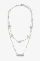 Ardene 2-Layer Star & Stone Necklace in Silver