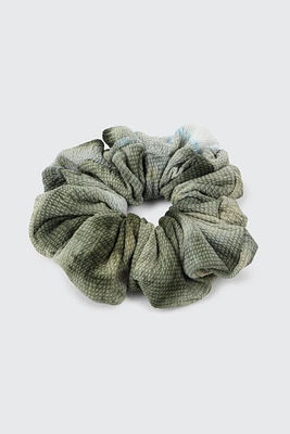 Ardene XL Tie Dye Scrunchie in Medium Green | Polyester/Elastane