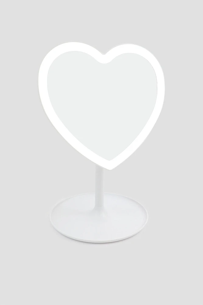 Ardene Heart Shape LED Makeup Mirror in White