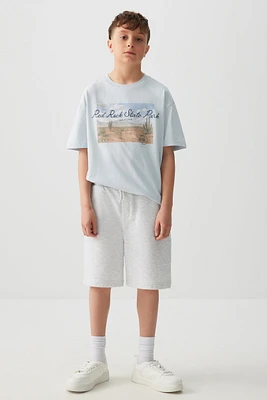 Ardene Kids French Terry Bermuda Shorts in Light Grey | Size | Polyester/Cotton | Eco-Conscious