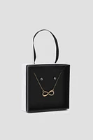 Ardene Infinity Necklace & Earring Gift Set in Gold | Stainless Steel