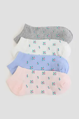 Ardene 4-Pack Floral Ankle Socks | Polyester/Spandex