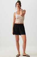 Ardene Linen Blend Mid Rise Shorts in Black | Size | Viscose