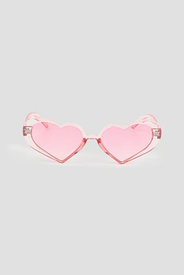 Ardene Transparent Heart Sunglasses in Light Pink