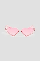 Ardene Transparent Heart Sunglasses in Light Pink