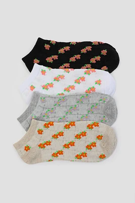 Ardene 4-Pack Floral Ankle Socks | Polyester/Spandex