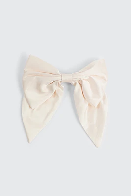 Ardene Large Satin Bow Barrette in White