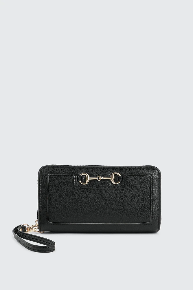 Ardene Rectangular Wallet with Metal Ornament in | Faux Leather/Polyester