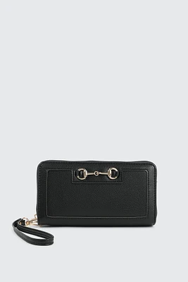 Ardene Rectangular Wallet with Metal Ornament in | Faux Leather/Polyester