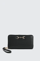 Ardene Rectangular Wallet with Metal Ornament in | Faux Leather/Polyester