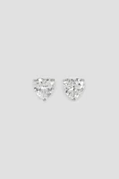 Ardene Cubic Zirconia Heart Stud Earrings in Silver | Stainless Steel