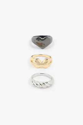 Ardene Butterfly & Heart Ring Trio | Size