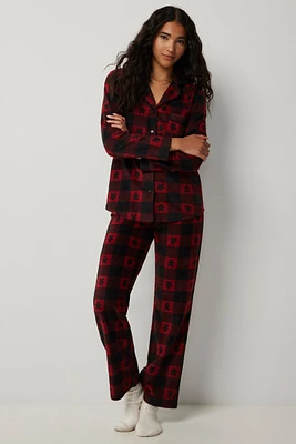 Ardene Classic PJ Set in Red | Size | Polyester | Eco-Conscious