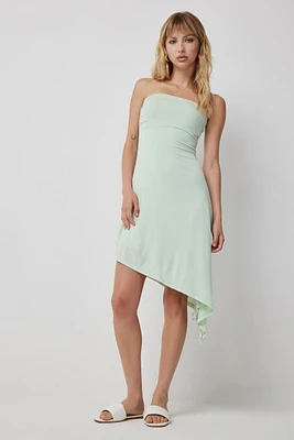 Ardene Asymmetrical Tube Dress in Light Green | Size | Polyester/Elastane