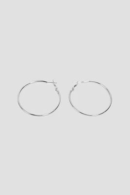 Ardene Stainless Steel Thin Hoop Earrings in Silver