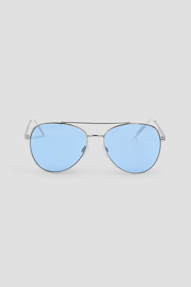 Ardene Aviator Sunglasses with Twisted Detail in Light Blue