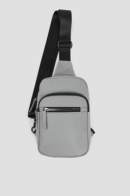 Ardene Sling Bag in Light Grey | Faux Leather