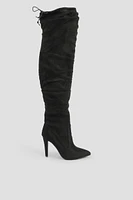 Ardene Over-the-Knee Stilleto Boots in Black | Size | Faux Leather/Faux Suede | Eco-Conscious