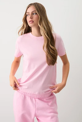 Ardene Basic Relaxed T-Shirt in Light Pink | Size | Cotton/Elastane | Eco-Conscious