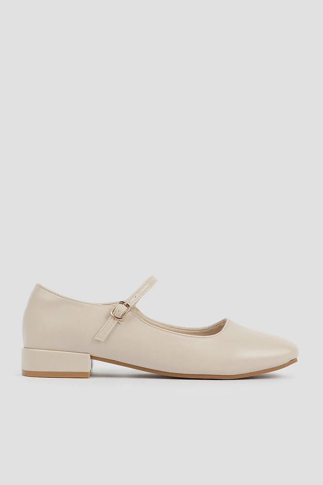 Ardene Square Toe Mary Janes in Beige | Size | Faux Leather | Eco-Conscious