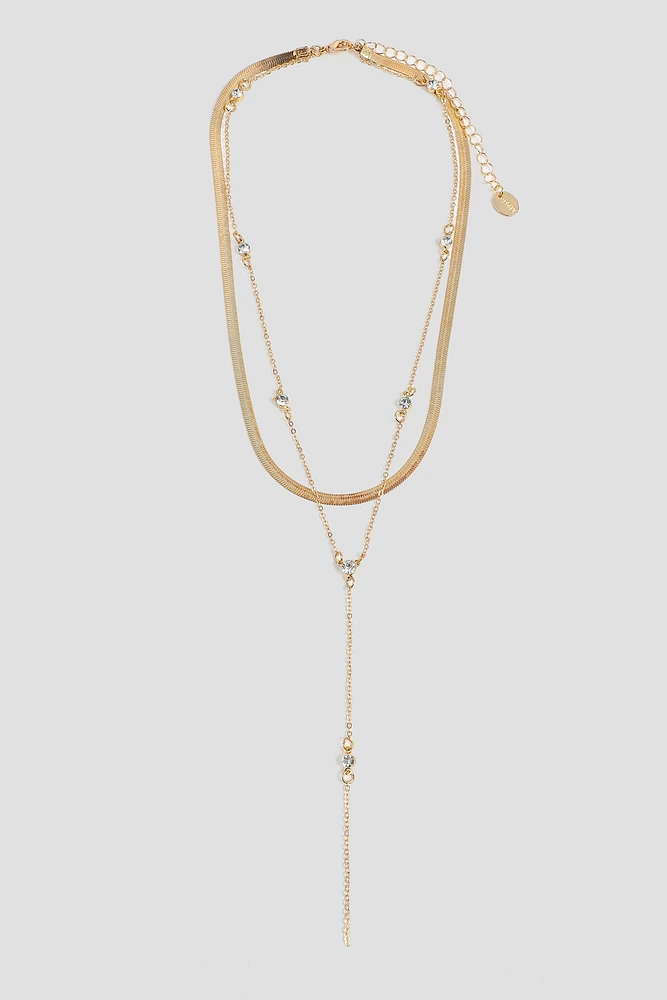 Ardene Two-Row Chain Necklace in Gold