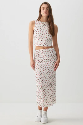 Ardene Lettuce Hem Rib Maxi Skirt in | Size | Polyester/Spandex