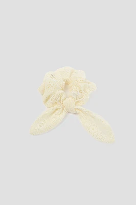Ardene XL Lace Bow Scrunchie in White