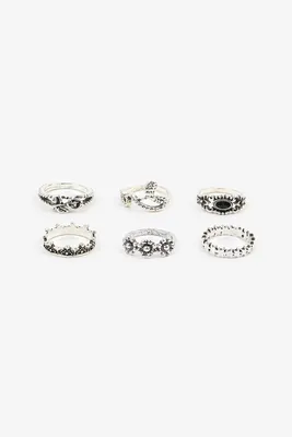 Ardene 6-Pack Antic Silver Rings | Size
