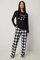 Ardene Long PJ Set in | Size | Polyester/Elastane | Eco-Conscious