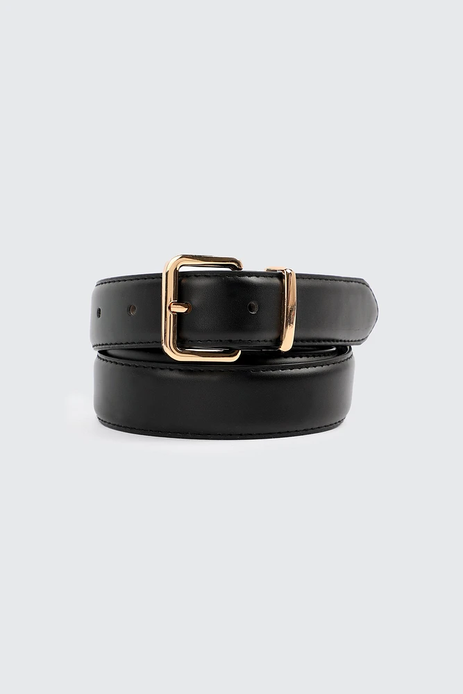 Ardene Square Buckle Belt in Gold | Size | Faux Leather