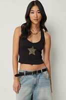 Ardene Leopard Star Halter Tank in Black | Size | 100% Cotton