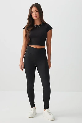 Ardene Fleece Lined High Waist Leggings in Black | Size | Polyester/Spandex | Fleece-Lined