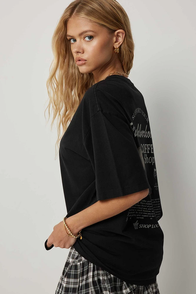 Ardene Oversized Graphic T-Shirt in | Size | 100% Cotton