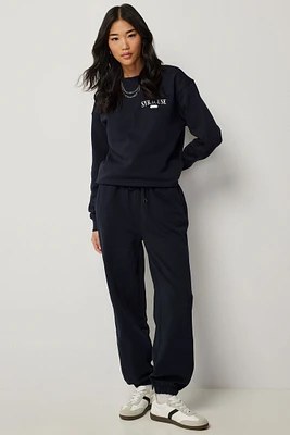 Ardene Balloon Fit Sweatpants in Dark Blue | Size | 100% Cotton | Fleece-Lined