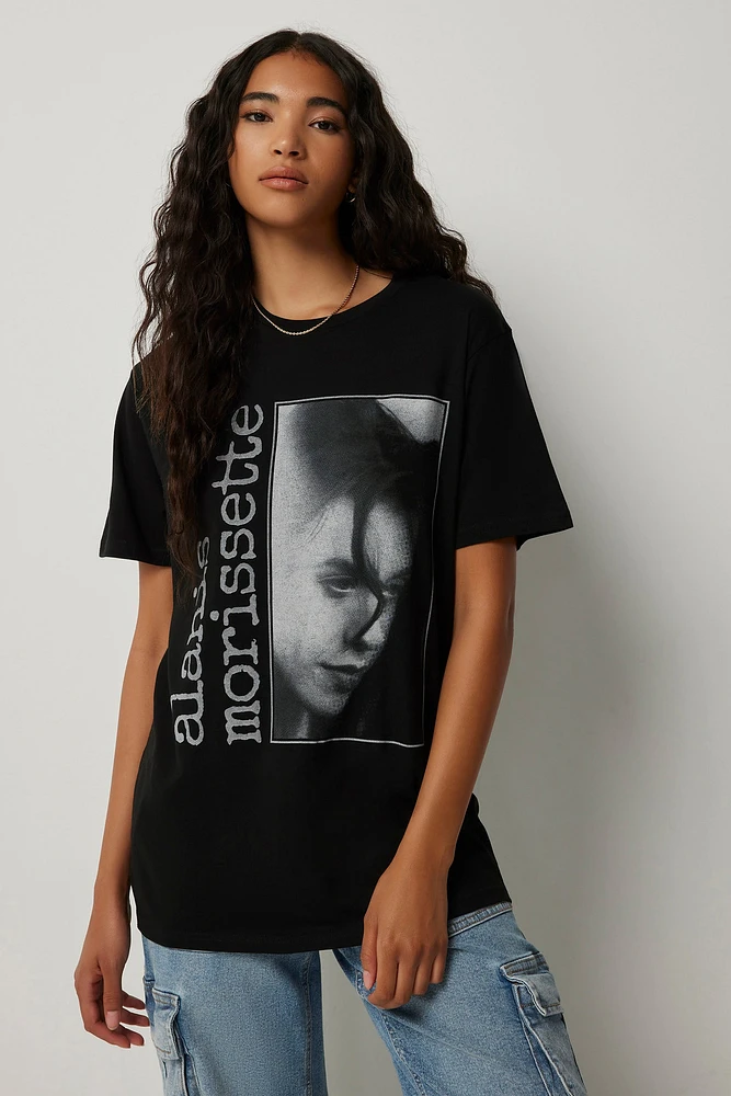 Ardene Alanis Morissette Graphic T-Shirt in Black | Size | 100% Cotton