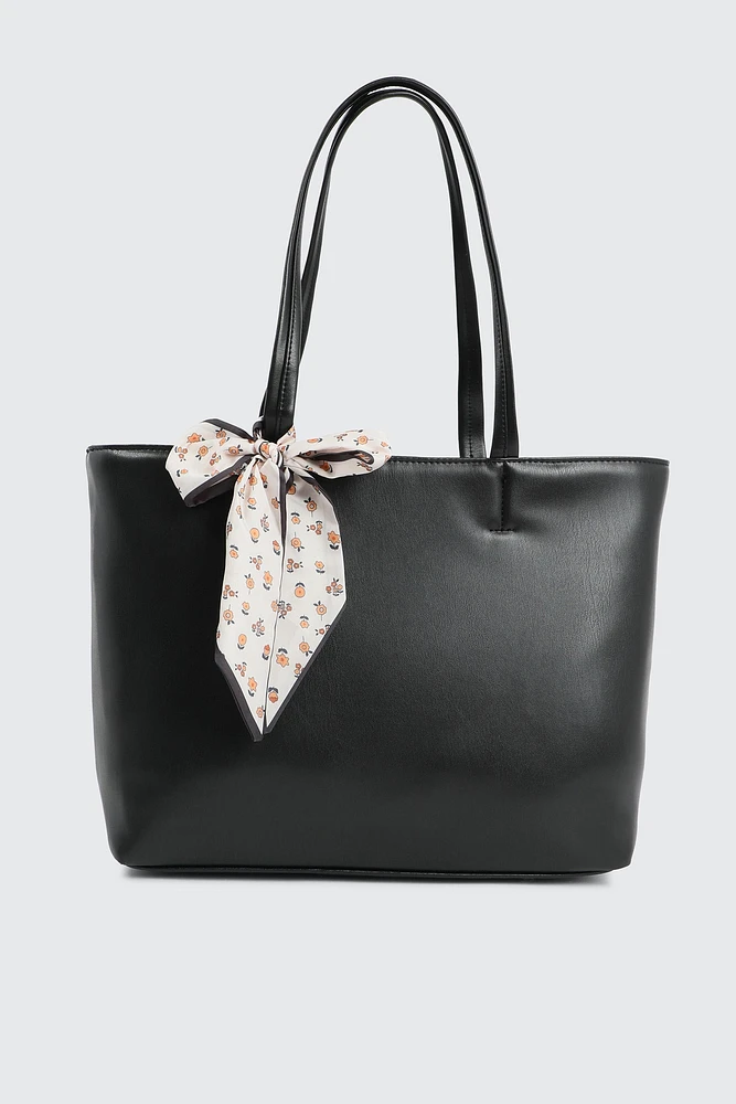 Ardene Large Tote Bag with Scarf in | 100% Recycled Polyester/Faux Leather | Eco-Conscious
