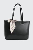 Ardene Large Tote Bag with Scarf in | 100% Recycled Polyester/Faux Leather | Eco-Conscious